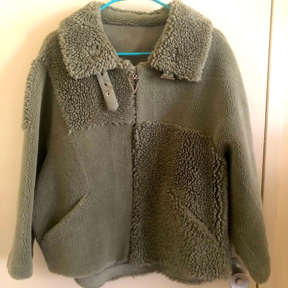 Deep green fur coat